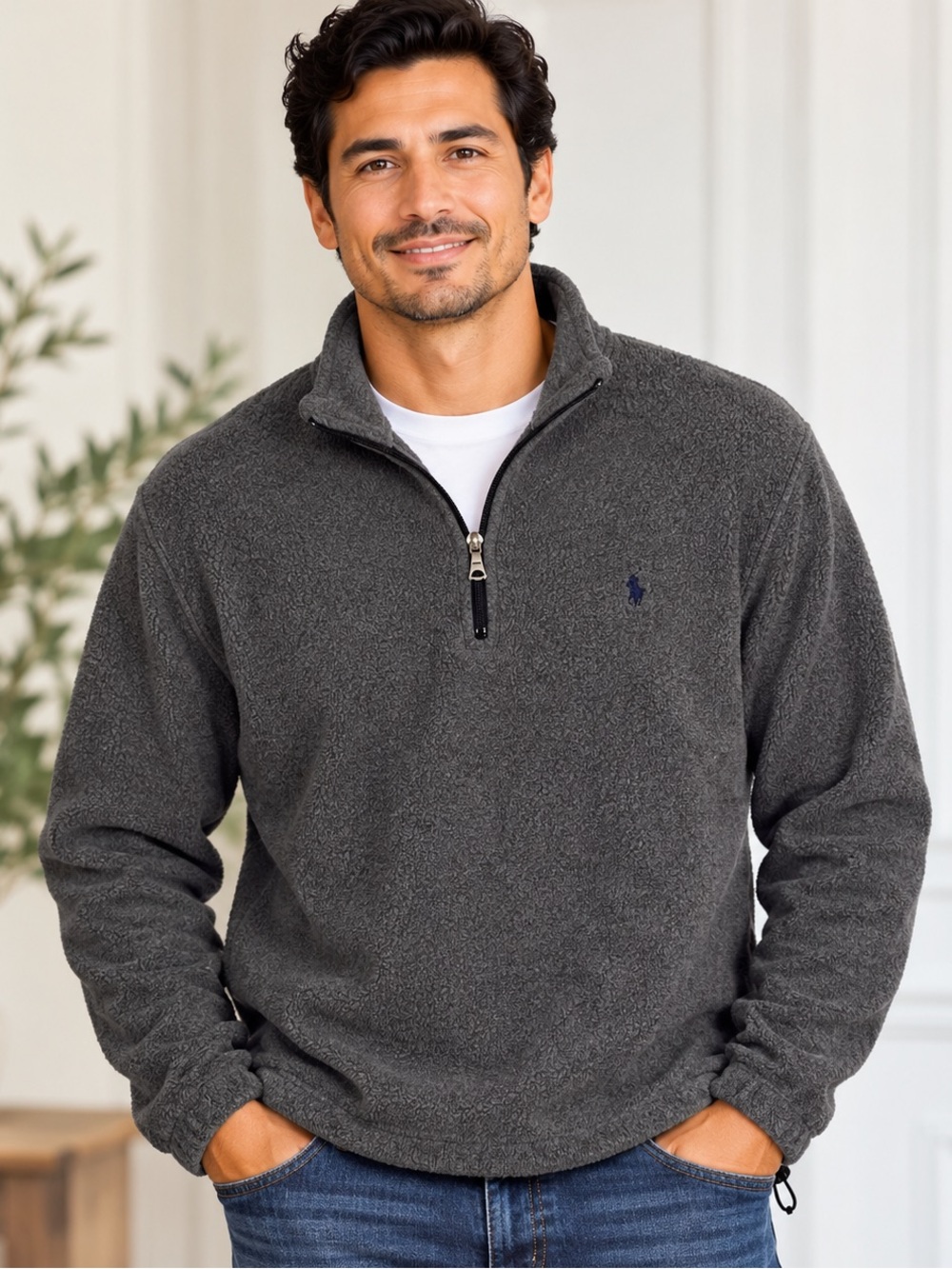 Polo Ralph Lauren Pullover Size L Gray Quarter Zip Fleece